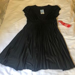 Ross pleated black a-line dress